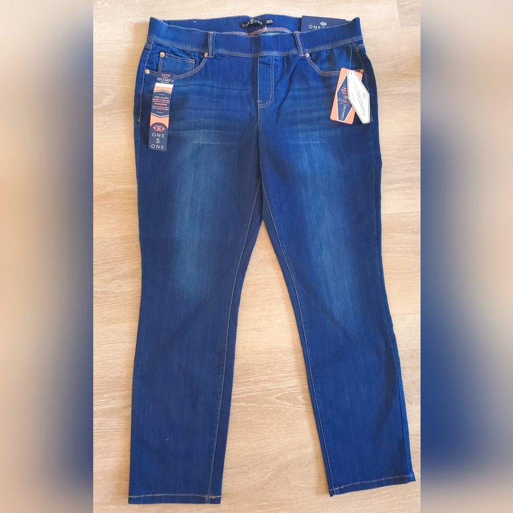 Womens One5One Pull-On Jeans Elasticized Waistband -  Sz XL - NWT